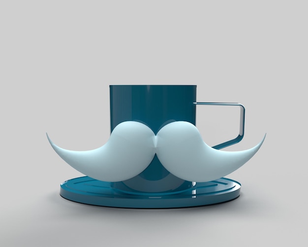 Bigode cor branca xícara de café gradiente azul cor símbolo decoração caneca pai dia dos pais masculino homem p