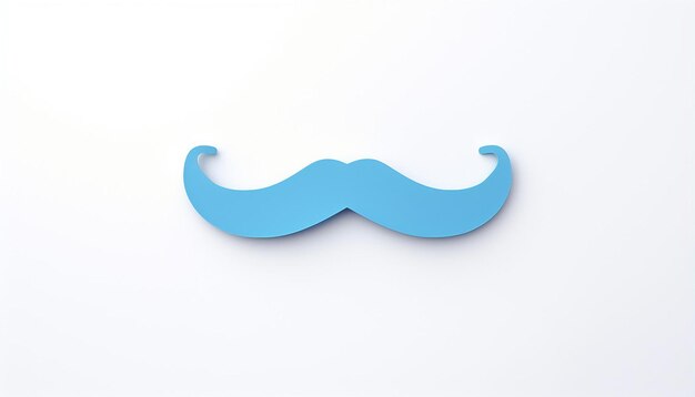 Foto bigode de papel azul sobre fundo branco