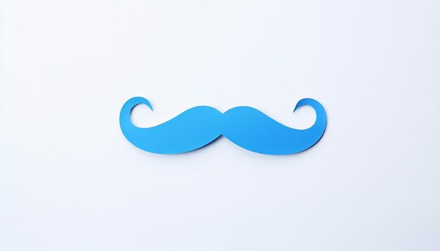 Foto bigode de papel azul sobre fundo branco