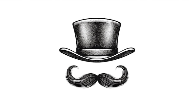 Foto bigote negro y sombrero aislados sobre fondo blanco generativo ai para el día del padre