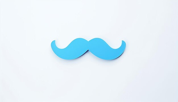 Foto bigote de papel azul sobre un fondo blanco.