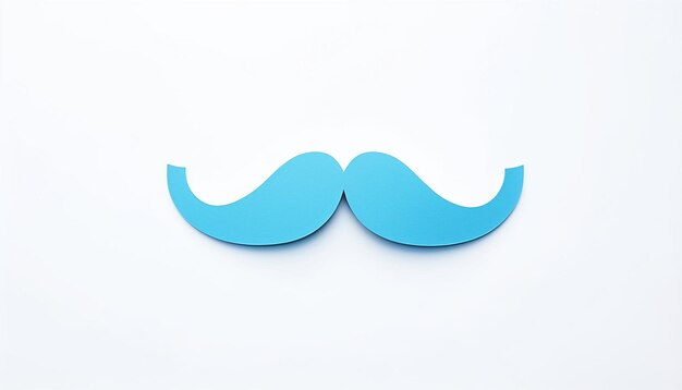 Foto bigote de papel azul sobre un fondo blanco.