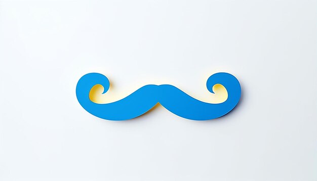 Bigote de papel azul sobre un fondo blanco.