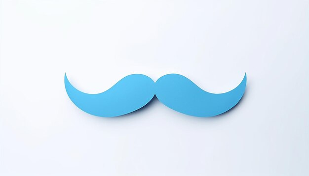 Foto bigote de papel azul sobre un fondo blanco.