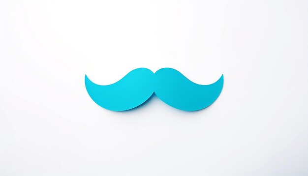 Foto bigote de papel azul sobre un fondo blanco.