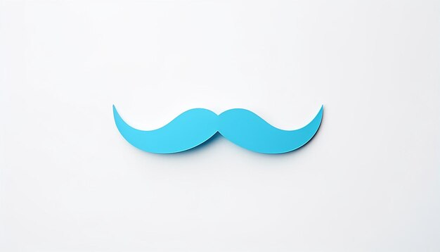 Foto bigote de papel azul sobre un fondo blanco.