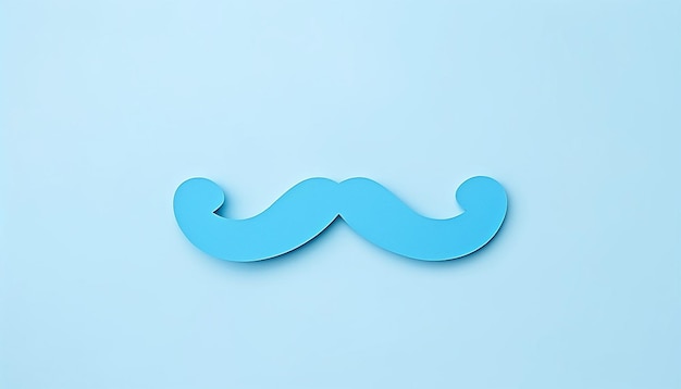 Foto bigote de papel azul sobre un fondo blanco.