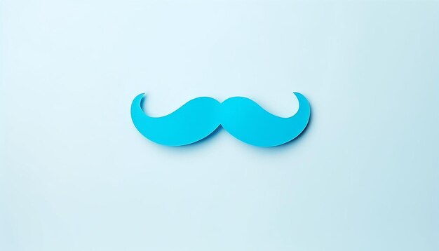 Foto bigote de papel azul sobre un fondo blanco.