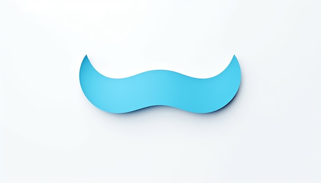 Foto bigote de papel azul sobre un fondo blanco.