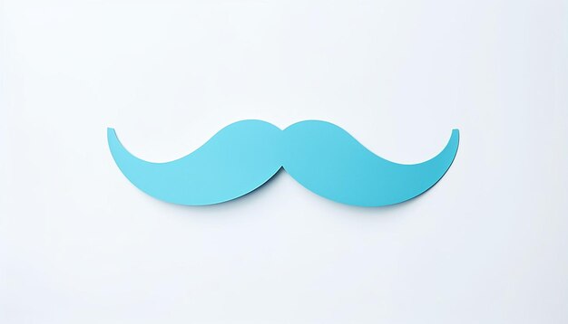 Foto bigote de papel azul sobre un fondo blanco.