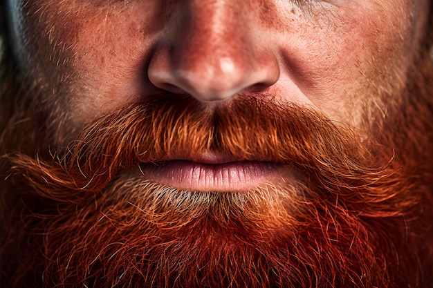 Foto el bigote rojo y la barba de un hombre de cerca generados por la ia