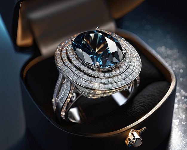 Bijuteria de anel de prata de luxo com diamantes