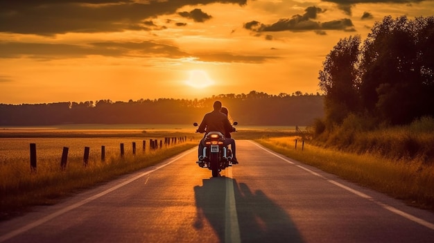 Biker, die im Gegenlicht eine Route entlangfahren und dabei generative KI nutzen