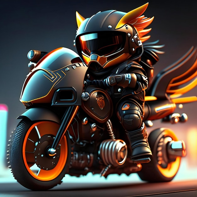 Biker-Maskottchen auf futuristischem Motorrad Generative KI