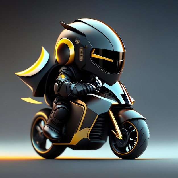 Biker-Maskottchen auf futuristischem Motorrad Generative KI