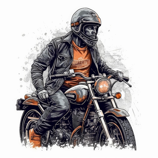 Biker-Vektorillustration für T-Shirt, gezeichnet in Adobe Illustrator