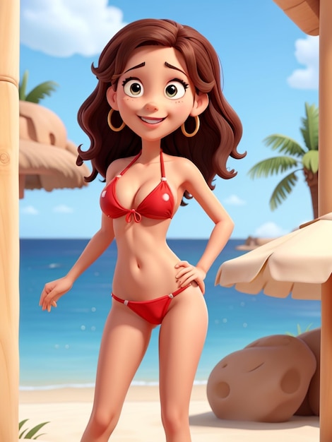 Bikini-Cartoon-Mädchen