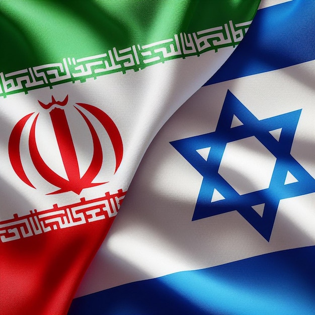 Bilaterale Flaggen des Iran und Israels