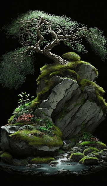 Bild aufgenommen von der Spitze eines Baumes auf einem generativen Felsen