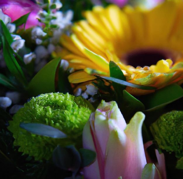 Bild der Nahaufnahme von Strauß frischer bunter Blumen