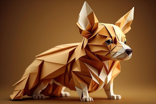 Bild der Papier-Origami-Kunst Handgemachter Papierhund Pet Animal Illustration Generative AI