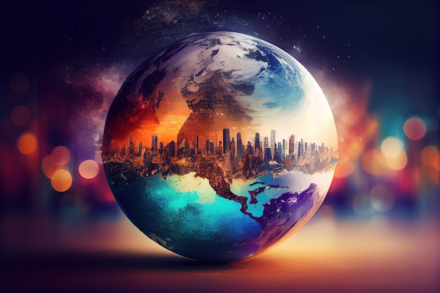 Bild des globalen Erwärmungssystems des Planeten Erde Generative Ai