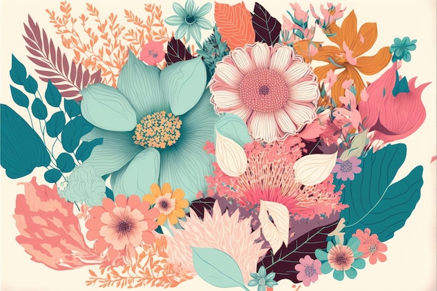 Bild des Illustrationsmusters Blumen- und Pastellblumenhintergrund Hergestellt von AIArtificial Intelligence