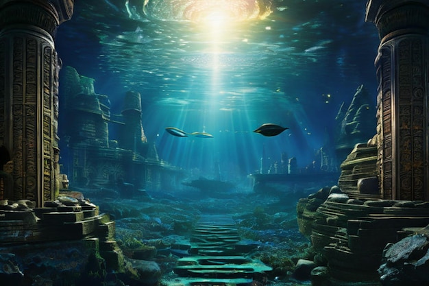 Foto bild des wunderschönen landes des legendären atlantis