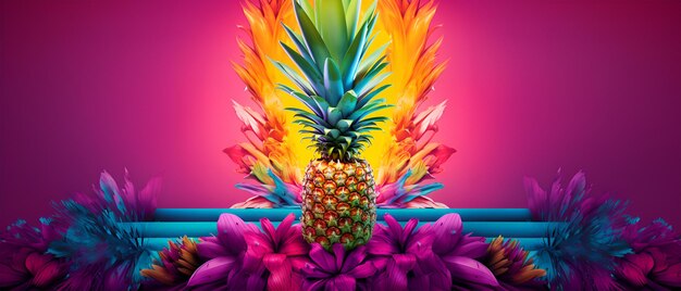 Bild einer Ananas mit lebendigem Hintergrund