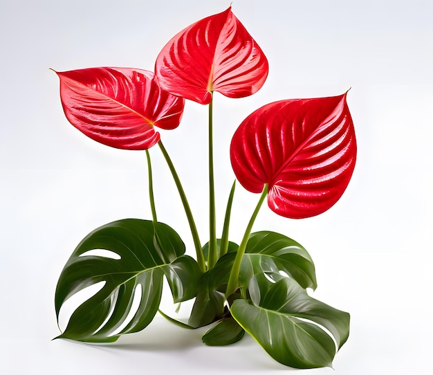 Foto bild einer anthurium-pflanze auf weißem hintergrund