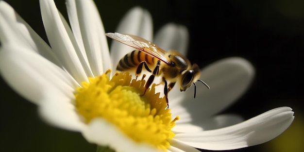 Bild einer Biene, die eifrig eine Blume bestäubt