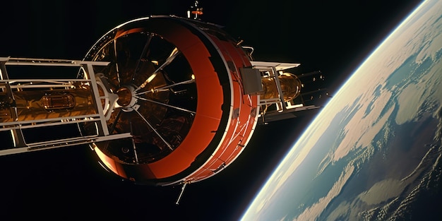 Bild einer futuristischen Raumstation mit filmischem Effekt Generative KI