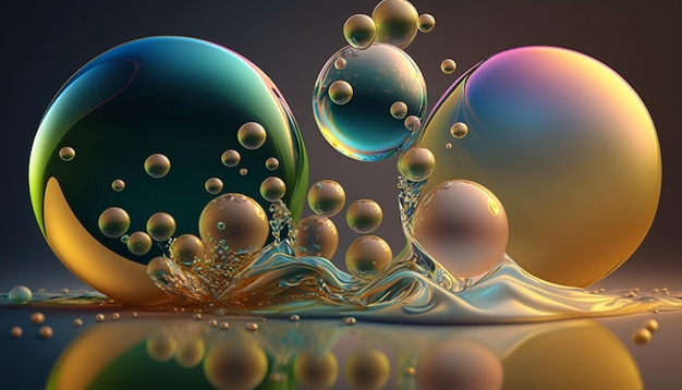 Bild einer Gruppe von Blasen, die auf der flüssigen generativen KI schwimmen