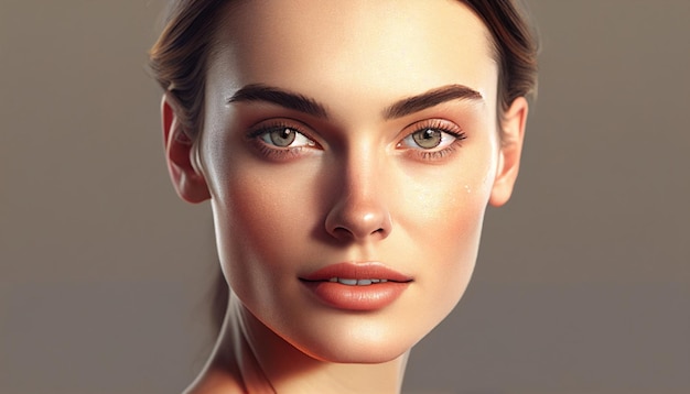 Bild einer jungen schönen Frau mit perfekter Haut isoliert auf weißem Hintergrund AI Generative perfektes Gesicht