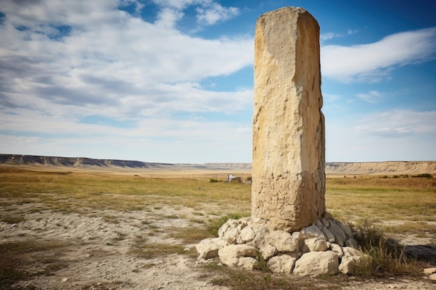 Foto bild einer kalksteinsäule, die das staatsgebiet markiert