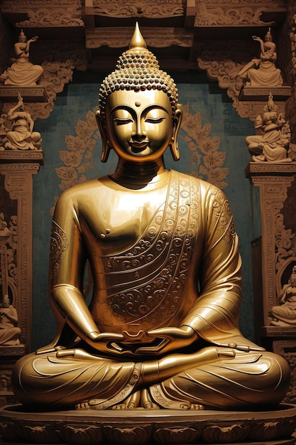 Foto bild einer meditierenden buddha-statue