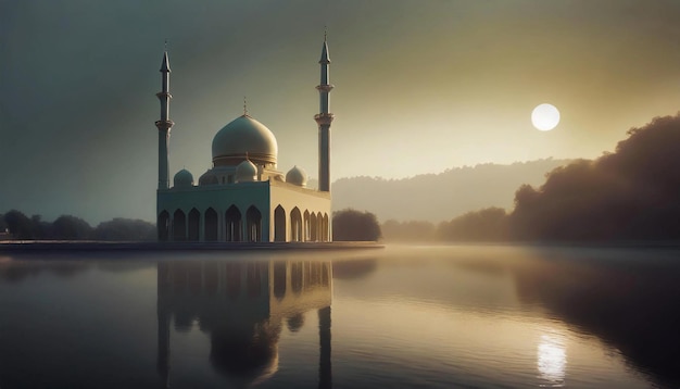 Foto bild einer moschee mit dramatischer beleuchtung