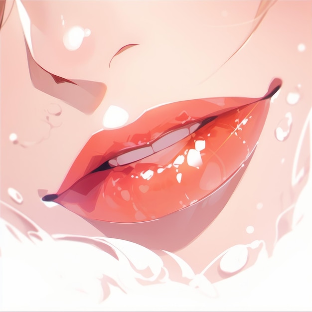 Bild einer Nahaufnahme schöner weiblicher Lippen mit generativer KI