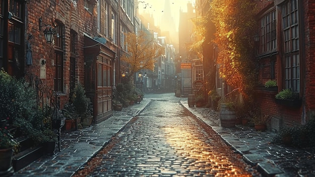 Bild einer ruhigen Stadtstraße mit Hintergrundtapeten