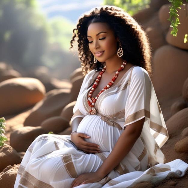 Bild einer schönen afrikanischen schwangeren Frau