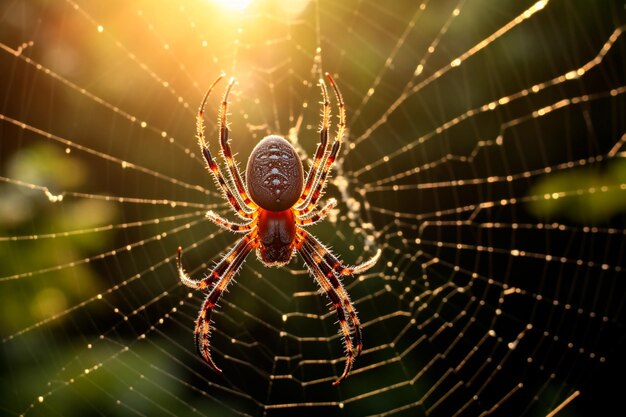 Foto bild einer spinne in einem netz