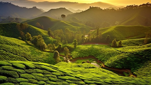 Bild einer Teeplantage in den Cameron Highlands in Malaysia GENERATE KI