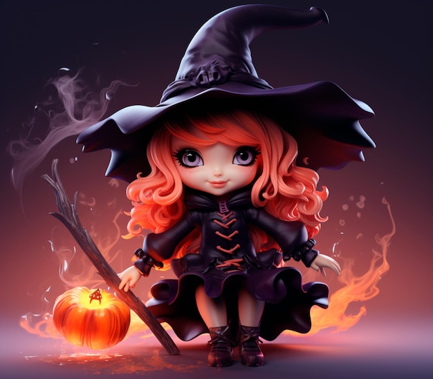 Bild einer wunderschönen Hexe. Glücklicher Halloween.