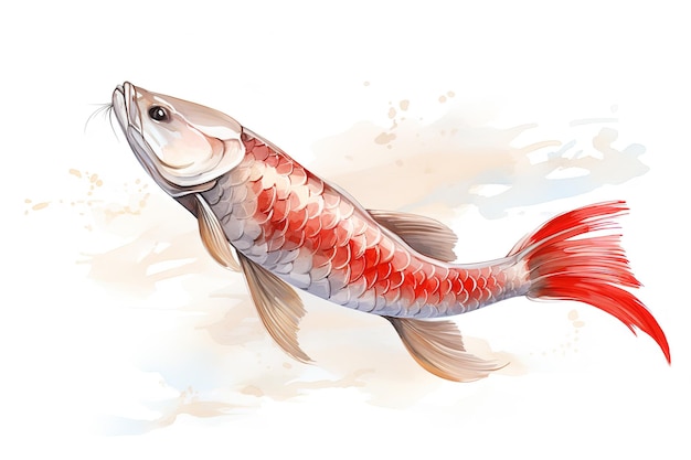 Bild eines Arowana-Fisches im altchinesischen Pinselstil. Haustierillustration. Generative KI