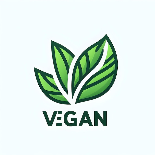 Bild eines modernen Vegan-Logos auf weißem Hintergrund