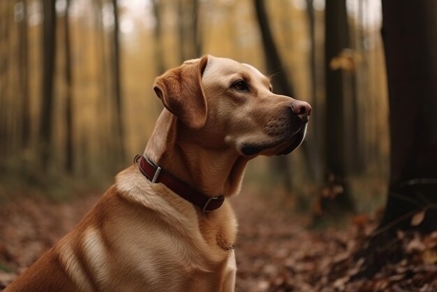 Bild eines niedlichen braunen Labrador-Hundes, der als Haustier sitzt. Illustration von generativen KI