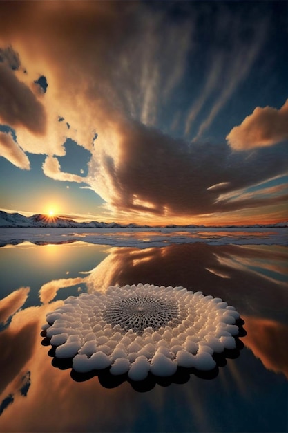 Bild eines Sonnenuntergangs über einem Gewässer mit generativer KI