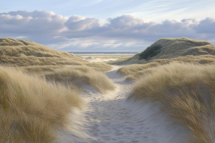 Foto bild in hoher auflösung von sonniger sandstrand am meer mit hohem detail 8k