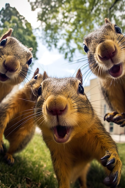 Foto bild von eichhörnchen, die ein lustiges selfie machen