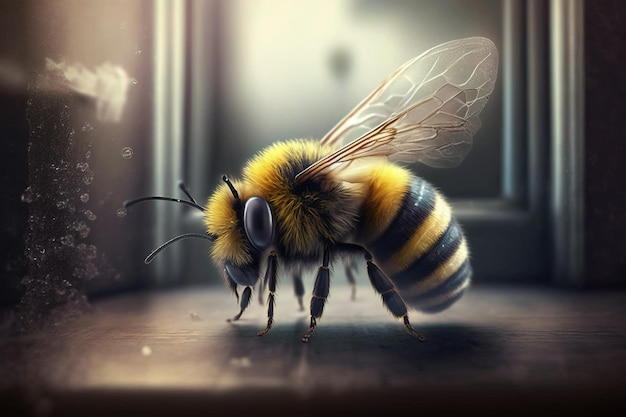 Bild von Hummel auf dem Boden Insekten Illustration generative KI